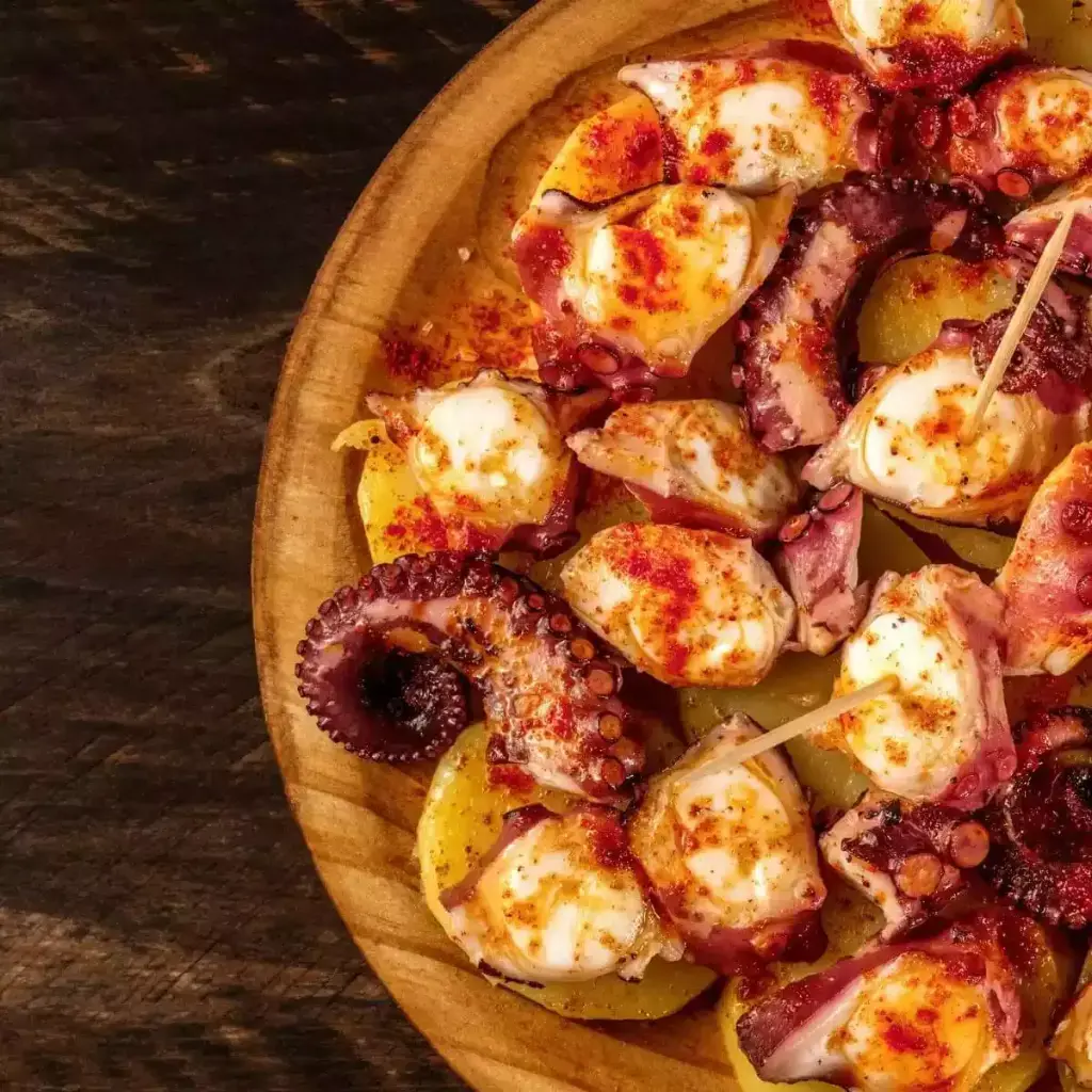 Plato de madera para pulpo