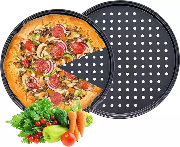 Bandeja redonda para cocer pizzas en el horno