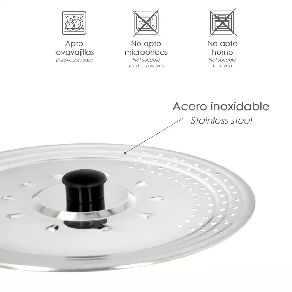 Tapa multiusos para sartén de acero inoxidable