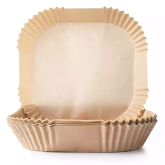 [8411922470529] 50 bandejas de papel para freidora de aire. Cuadrada 20x4cm.