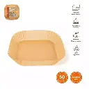 50 bandejas de papel para freidora de aire. Cuadrada 20x4cm.