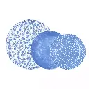 3 Platos de porcelana vajilla Deco Azul