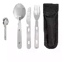 Cubiertos Camping Acero Inoxidable 3 Piezas Con Funda Nylon