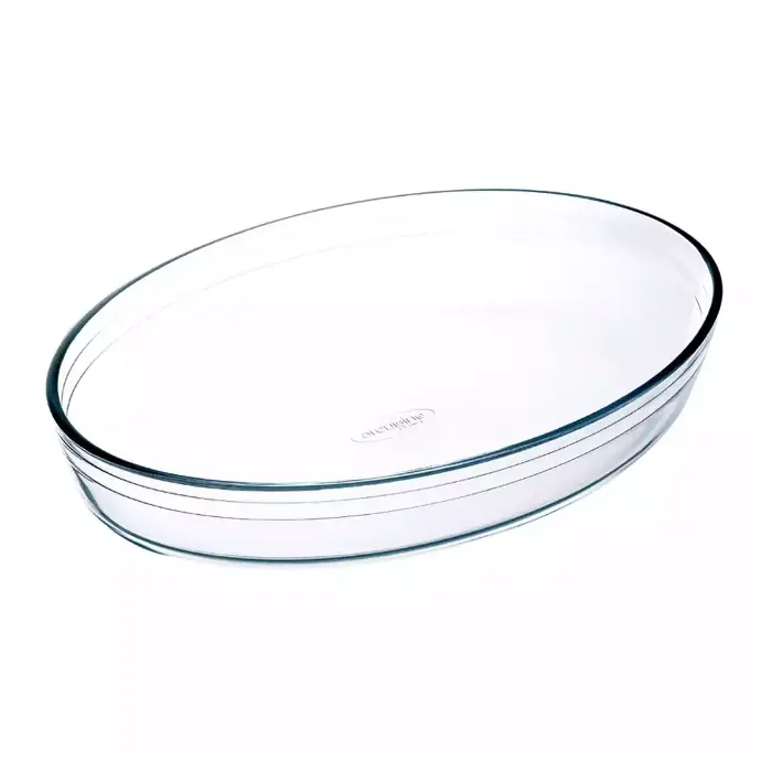 Bandeja ovalada de vidrio templado