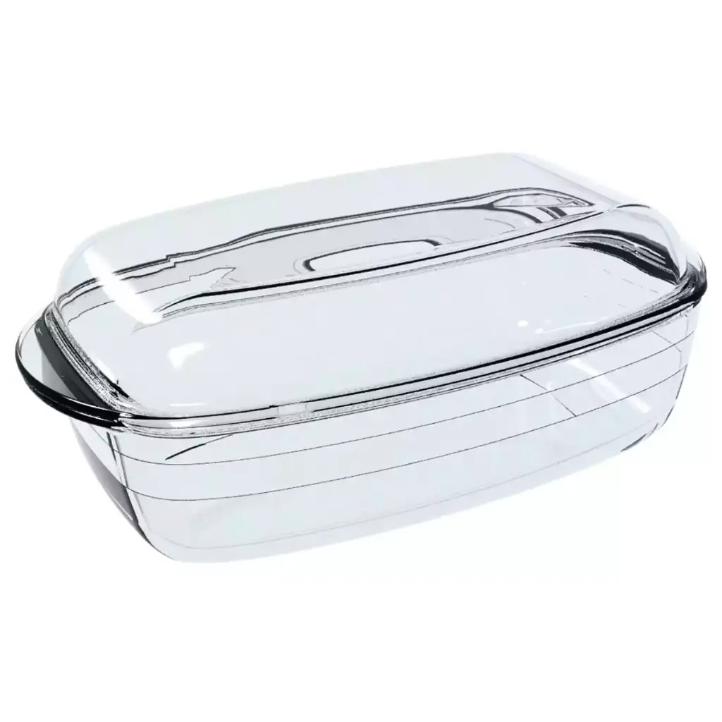Cacerola con tapa rectangular de vidrio templado