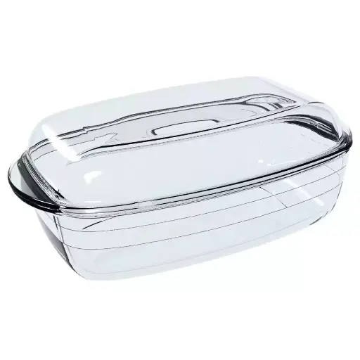 Cacerola con tapa rectangular de vidrio templado